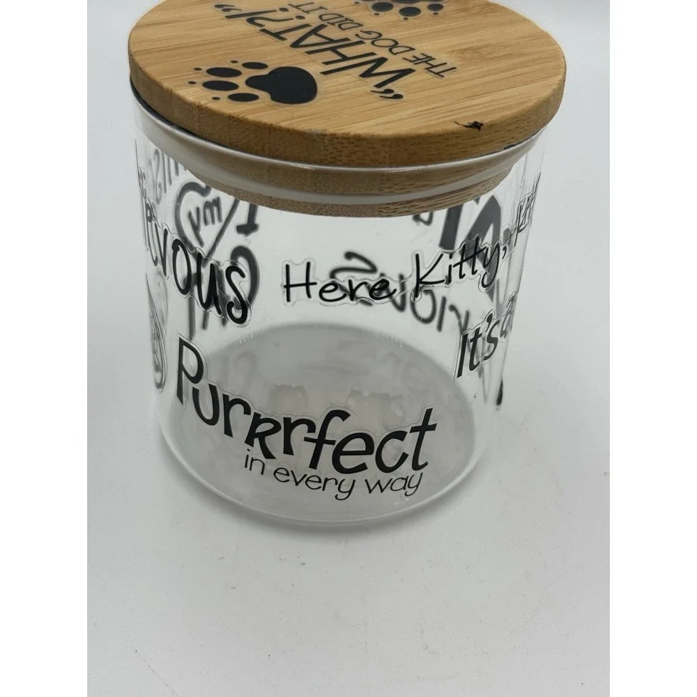 Cat treat Conyainer With Wood Lid